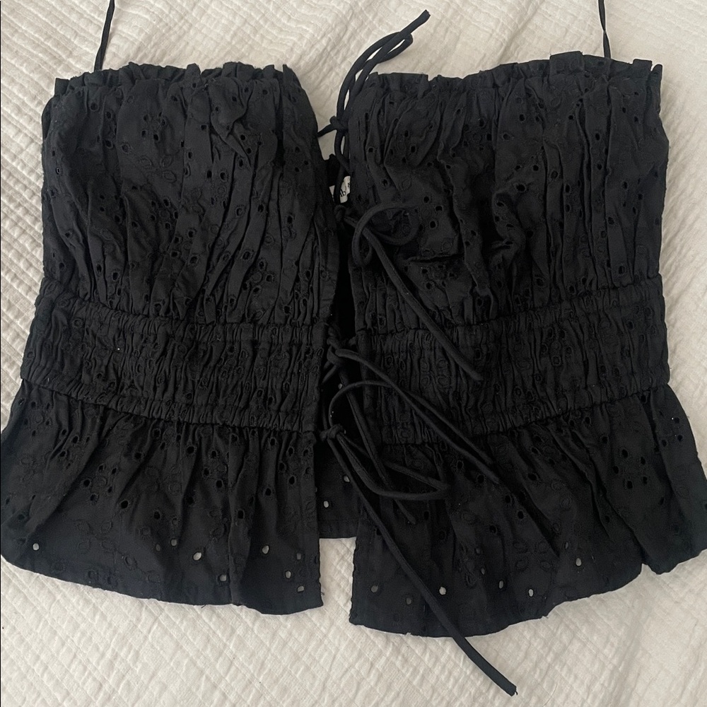 Abercrombie - Strapless Eyelet Tie-Front Top -  Size Medium